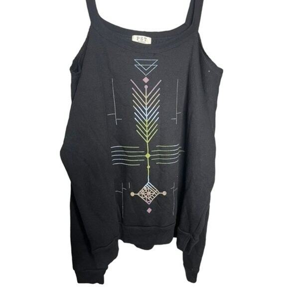 PST Project Social T cold shoulder dolman sweater colorful pattern Small NWOT - Picture 2 of 8